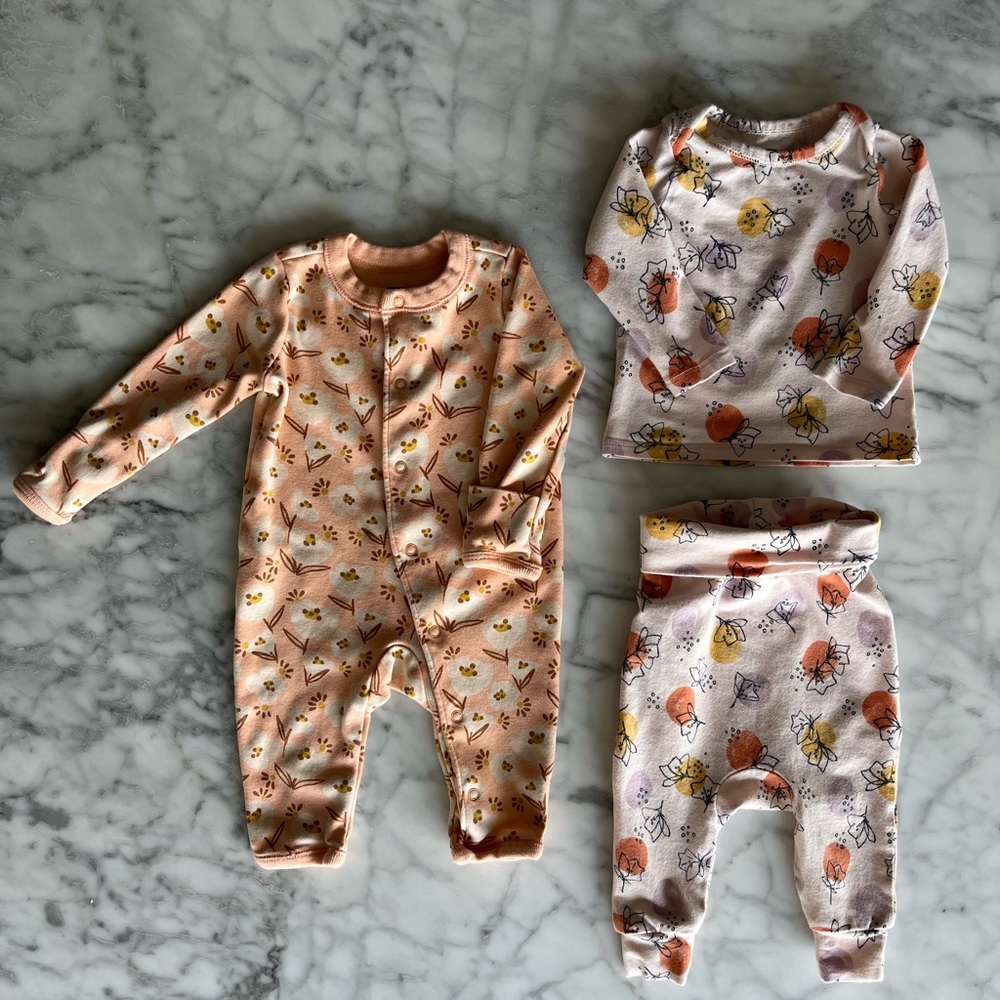 Tea Collection - Floral Romper & Lap Shoulder Top Set